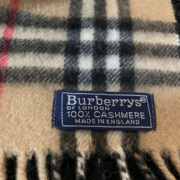 100% Cashmere Vintage Authentic Burberry Nova Check Scarf - Picture 3 of 6
